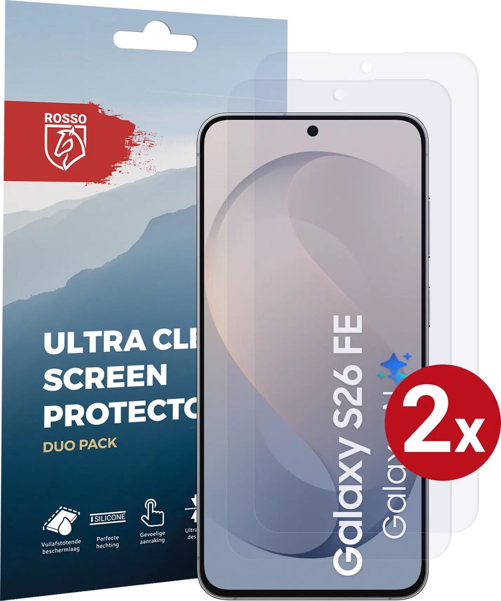 Rosso Screen Protector Geschikt voor Samsung Galaxy S26 FE | Ultra Clear Duo Pack | TPU Folie | Case Friendly Beschermfolie | 2 Stuks