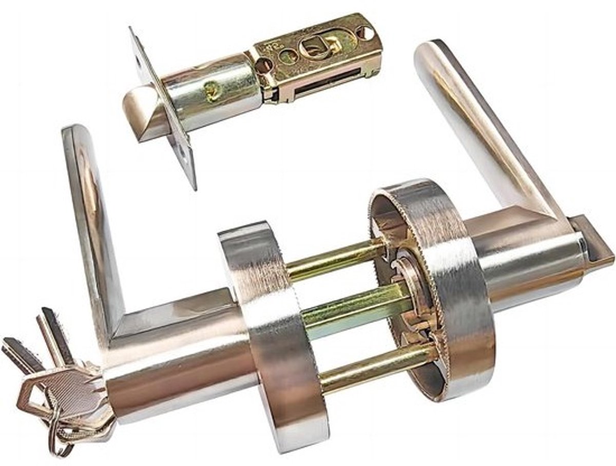 Aluminium deurknop met slot en sleutel, 60/70mm latch maat, zilver, veilig en duurzaam ontwerp