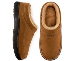 HomeTop Heren microsuède clog pantoffels met fuzzy-voering