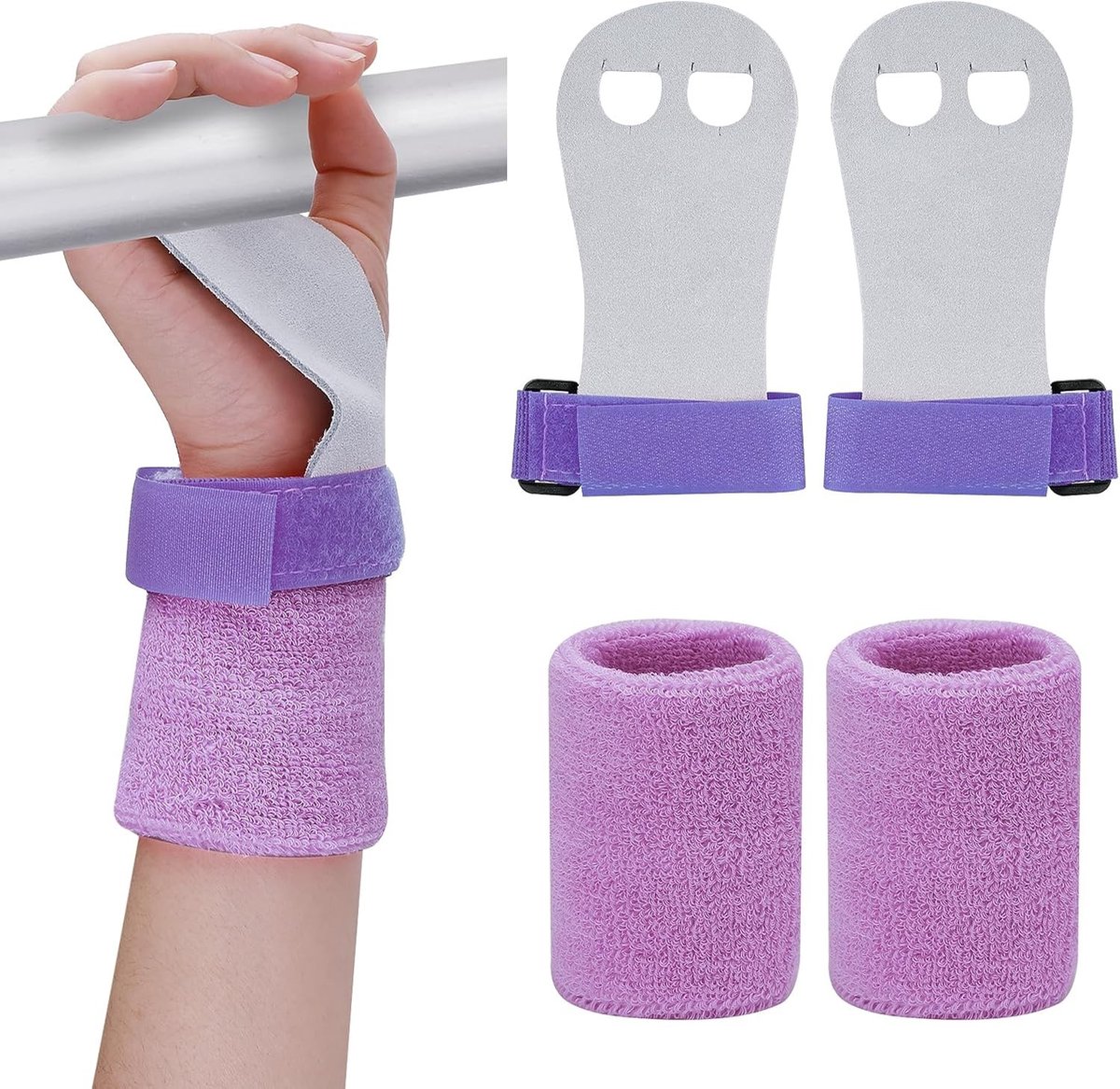 Grip Pads voor Kinderen - Cross Training Gymnastiek Pull Up Grips, Lederen Trainingshandschoenen en Polsbanden voor Meisjes, Ideaal voor Fitness en Sportactiviteiten