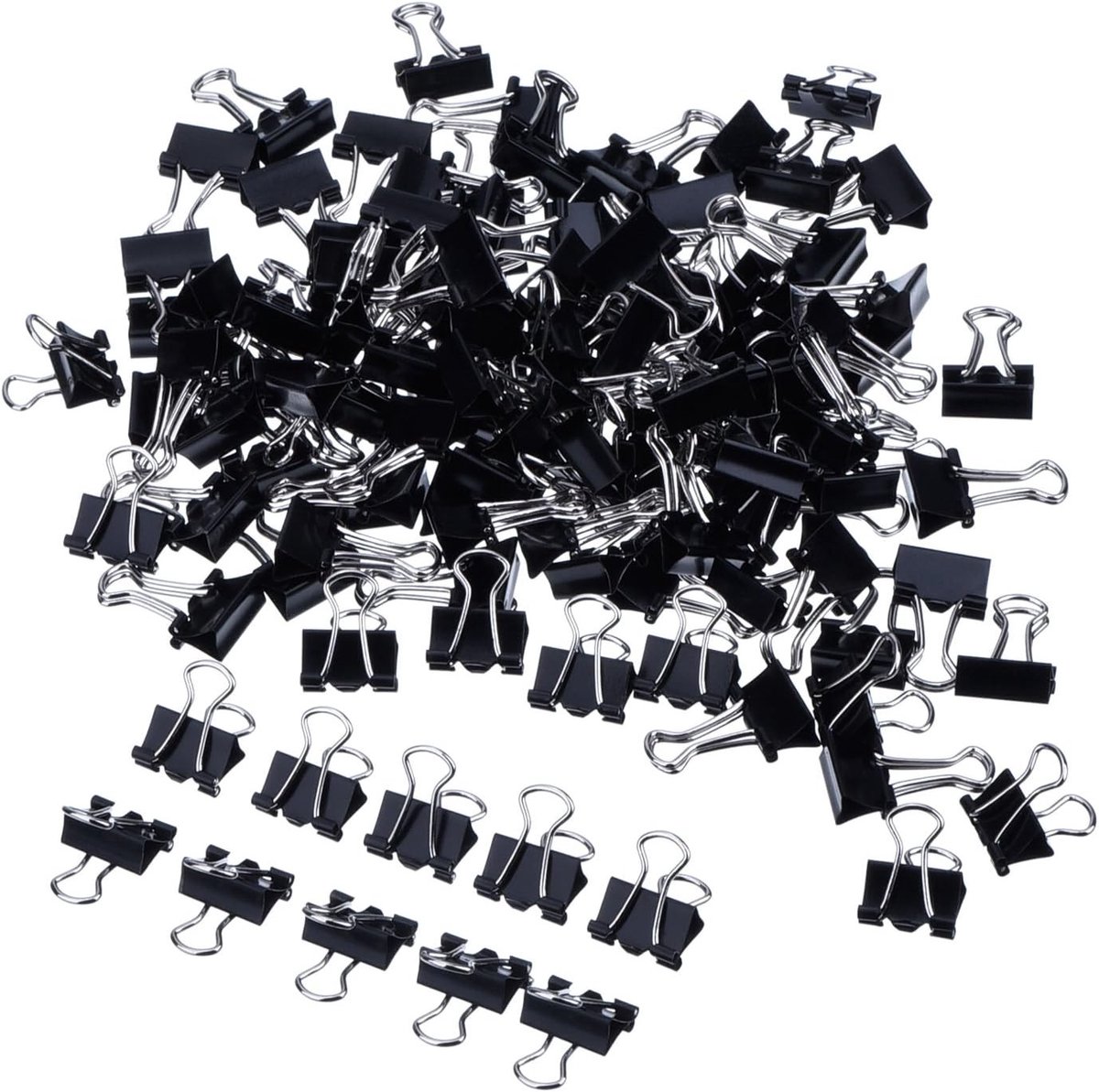 Mini Vouwklemmen voor Papier - Zwarte Binder Clips, 60 Stuks van 15mm voor Kantoor en Creatieve Projecten