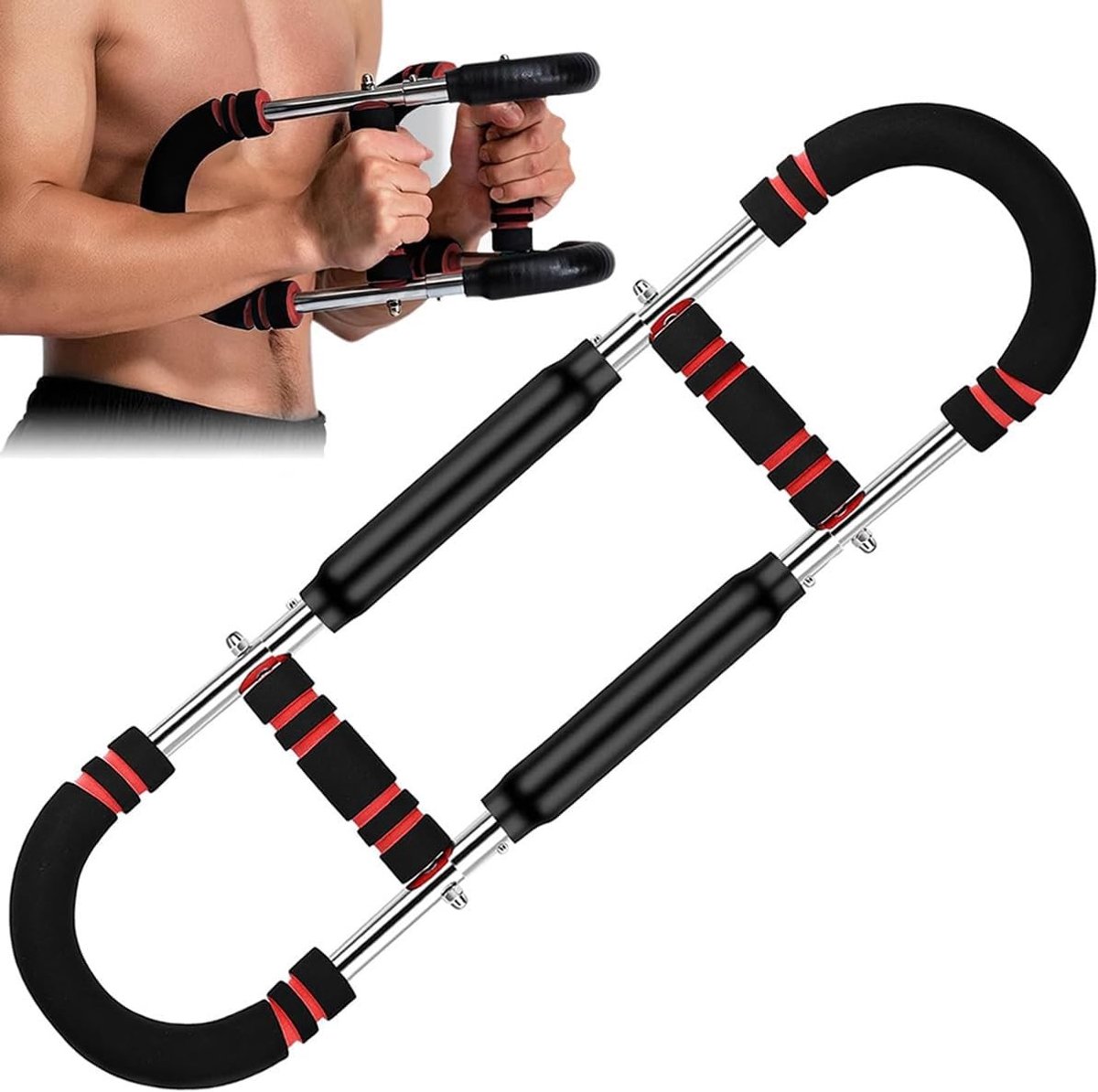 Krachttraining Armtrainer met Antislip Handgrepen en Dubbele Veerveiligheid voor Thuisgym - Ideaal voor Armen en Borst (30 kg)