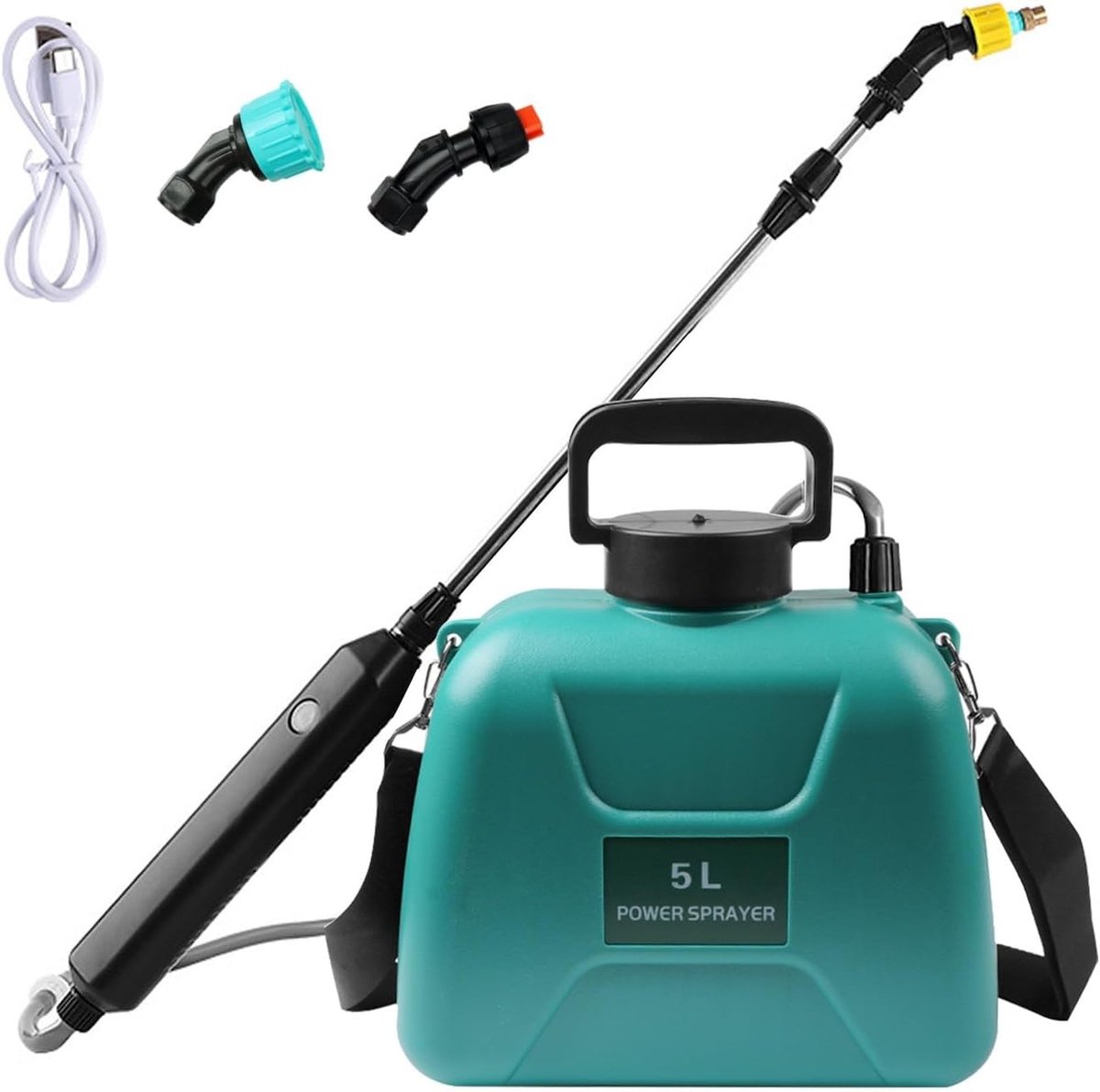 Draagbare elektrische drukspuit van 5 liter voor tuin en planten, oplaadbaar en efficiënt gebruik