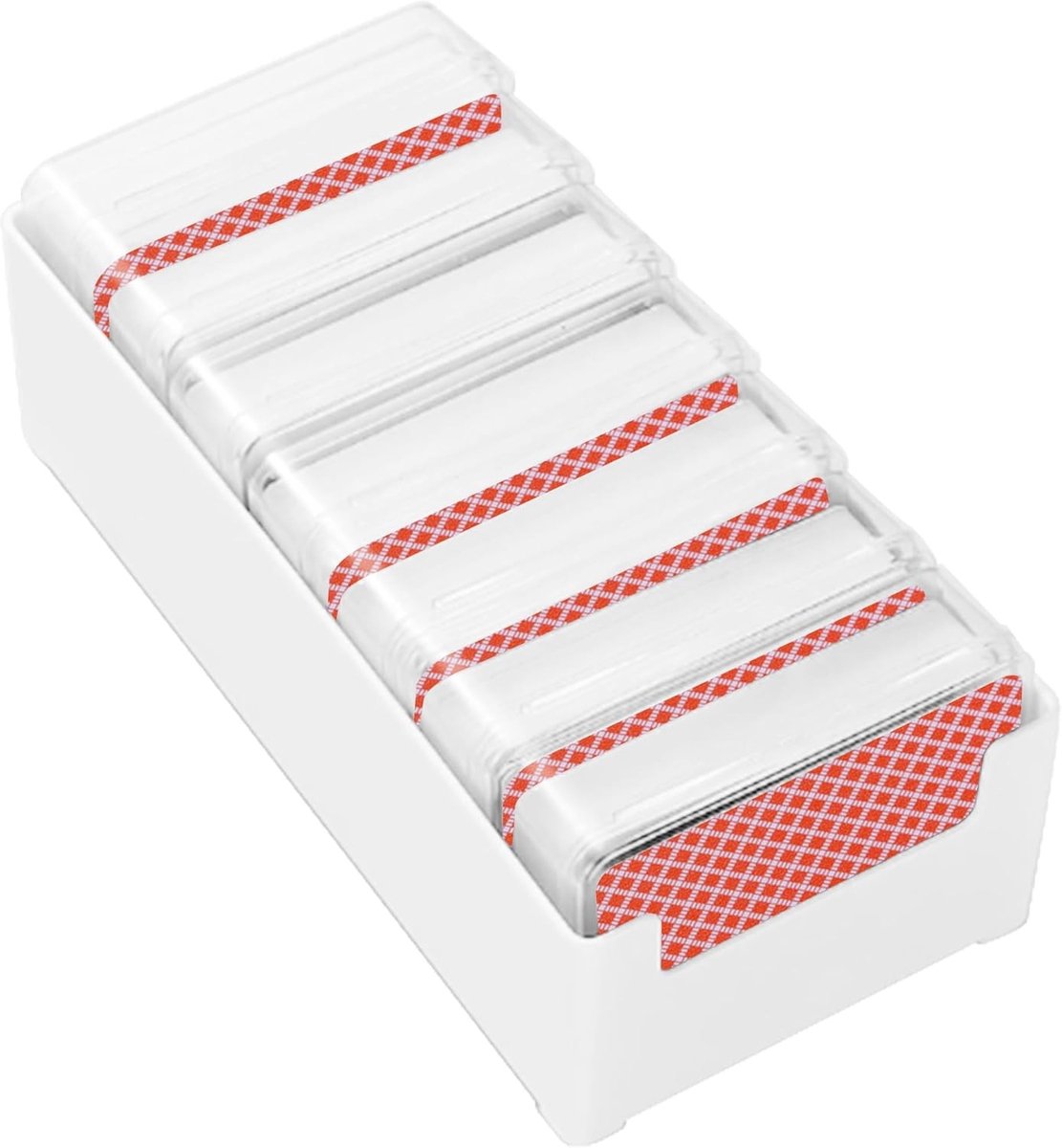 Set van 7 transparante speelkaartenboxen voor opslag van verzamelkaarten, ideaal voor poker, sport en bordspellen, geschikt voor 420 kaarten