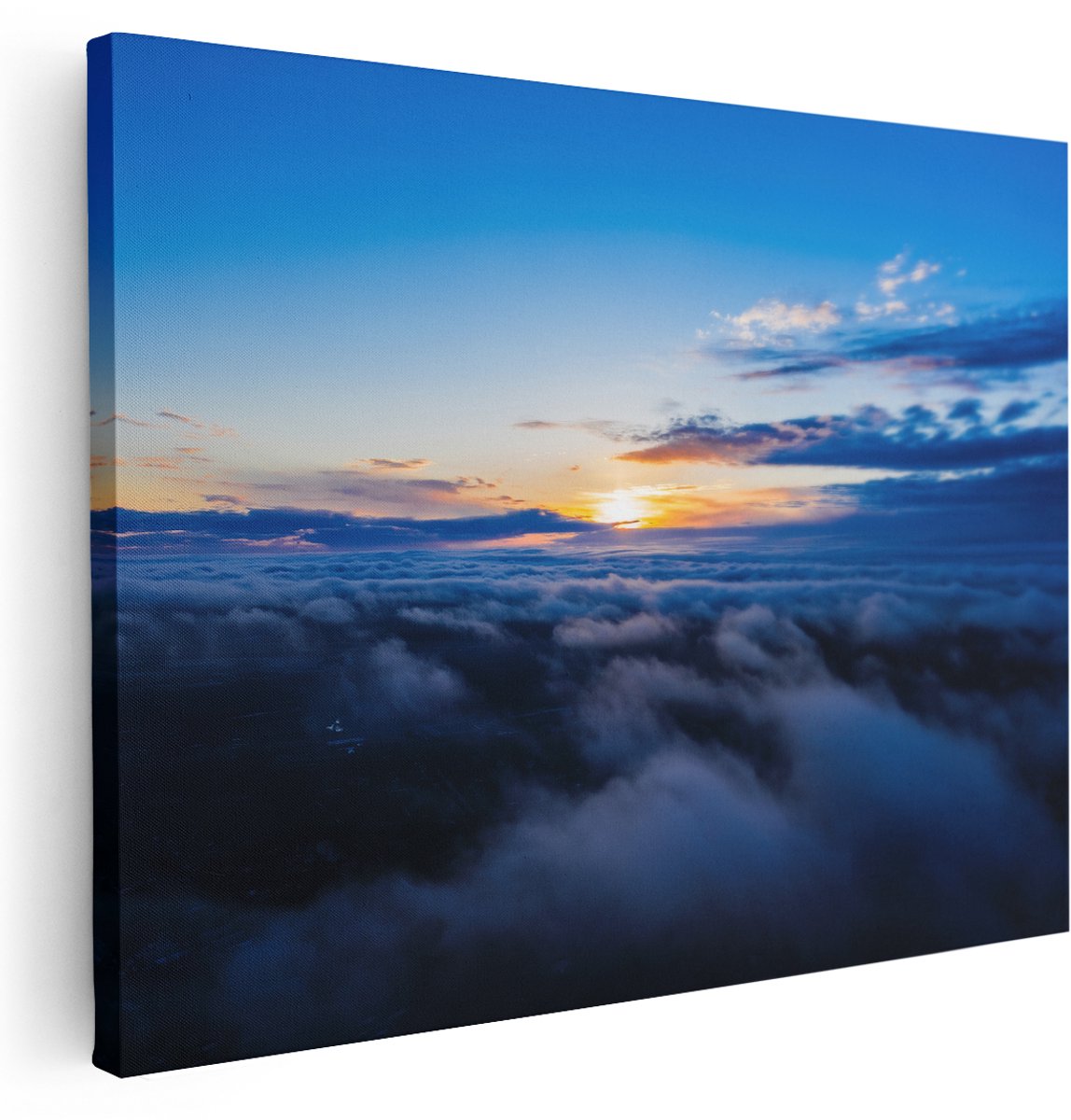 Artaza Canvas Schilderij Zonsondergang In De Wolken - 160x120 cm - Groot - Wanddecoratie Woonkamer - Schilderijen - Muurdecoratie