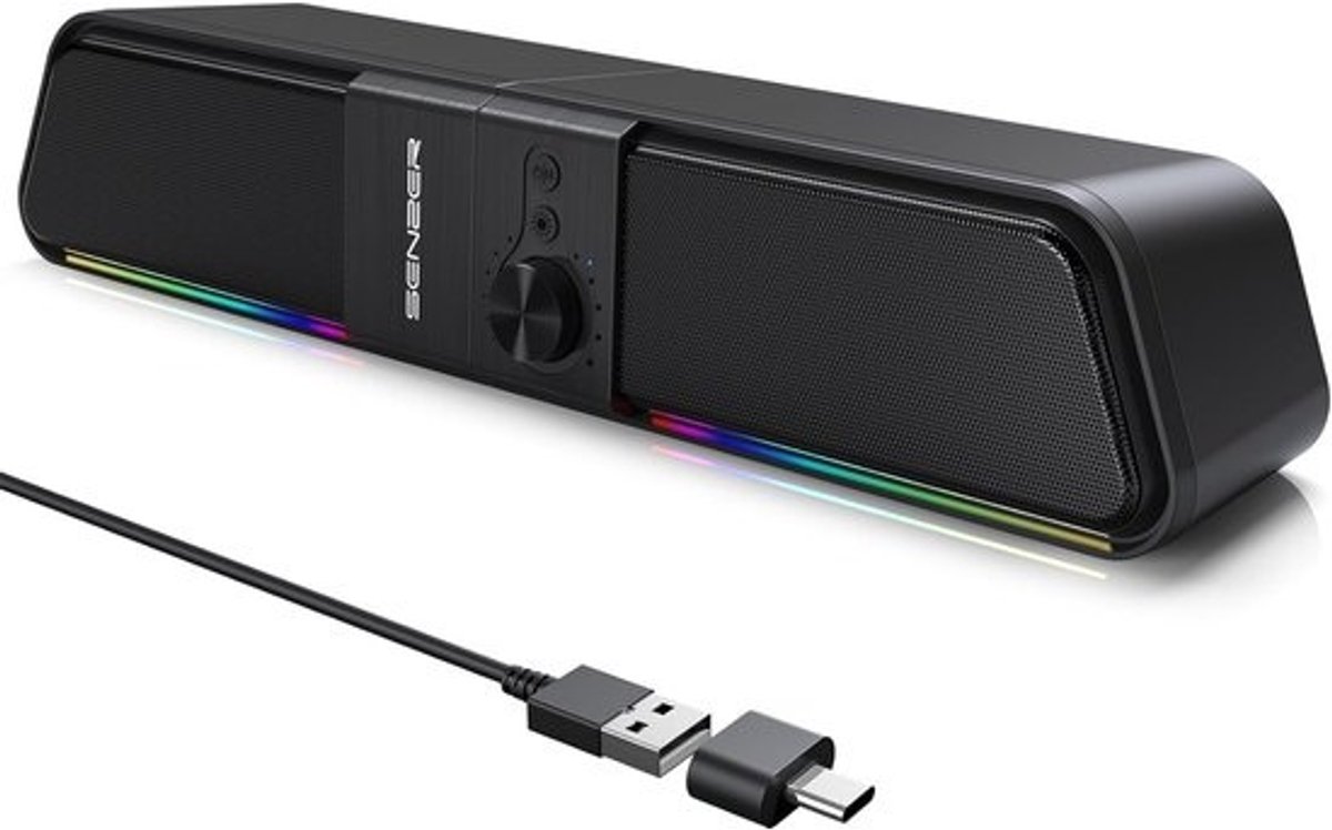 USB Powered Flowing LED Gaming Soundbar PC Luidspreker voor Laptop en Desktop Monitor