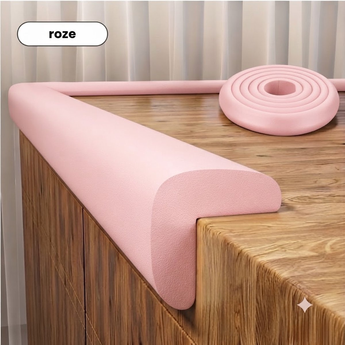 Hoekbeschermer Schuimrubber op Rol - 2 Meter - Roze - Inclusief Tape - Kinderveiligheid Randbescherming Baby & Kind - Tafelbeschermer Stootrand
