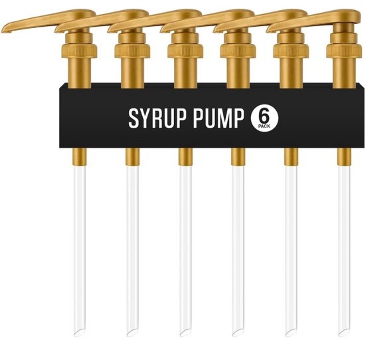 6x Sirooppomp Dispenser voor Koffiesiroopflessen (750 ml) - Gouden Pomp voor Thuis en Horeca