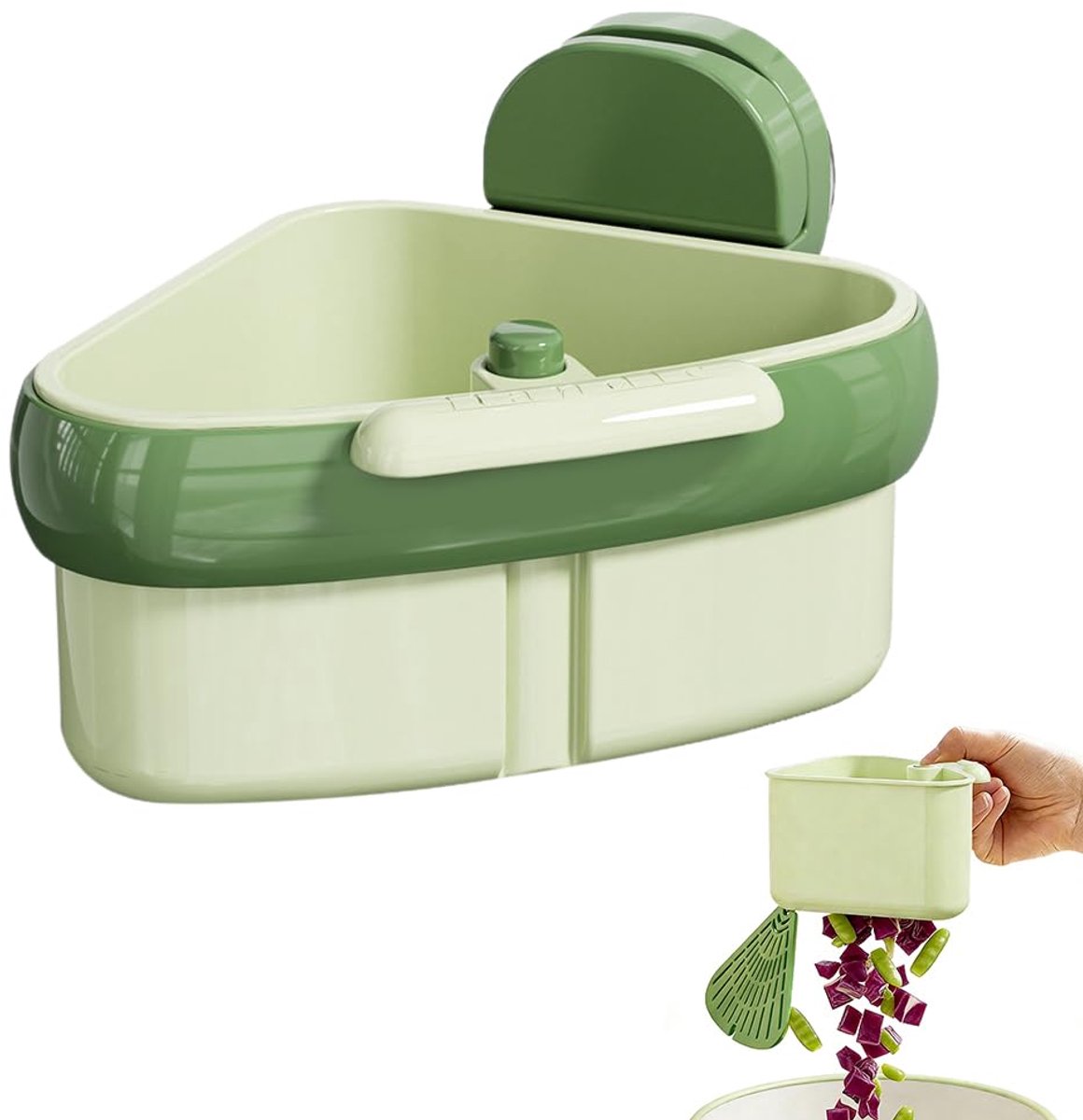 Spoelbak Afdruiprekje - Met Zuignap en Drukknop - Voor Keuken Organizer - Groen 15x10.5 cm
