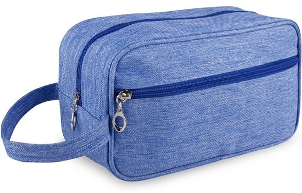 Ruime toilettas 600D Oxford-stof waterdicht 10.2'' x 5.9'' x 3.9'' voor reizen zakenreizen dagelijks gebruik lichtblauw