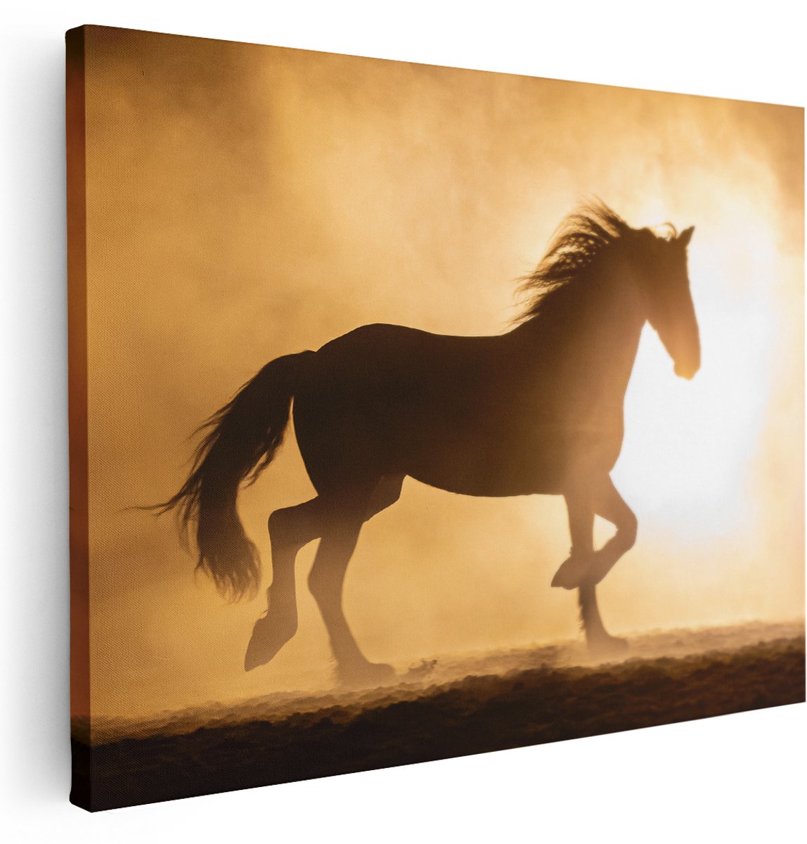 Artaza Canvas Schilderij Silhouet Van Een Paard - 160x120 cm - Groot - Wanddecoratie Woonkamer - Schilderijen - Muurdecoratie