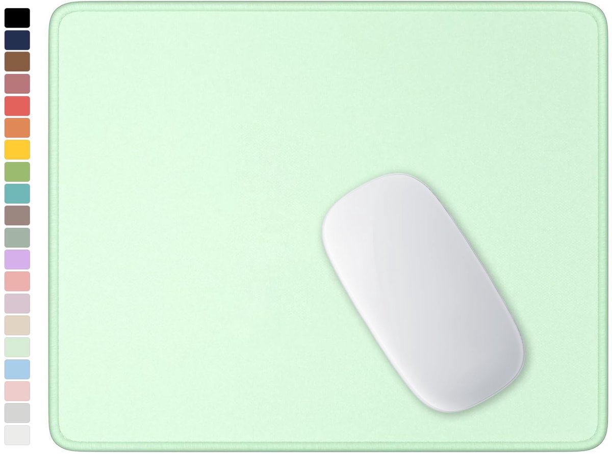 Muispad - Antislip Waterdicht met Gestructureerd Oppervlak en Gestikte Rand - voor Kantoor, Gaming en Laptop - Zeegroen 25,9 x 21 cm