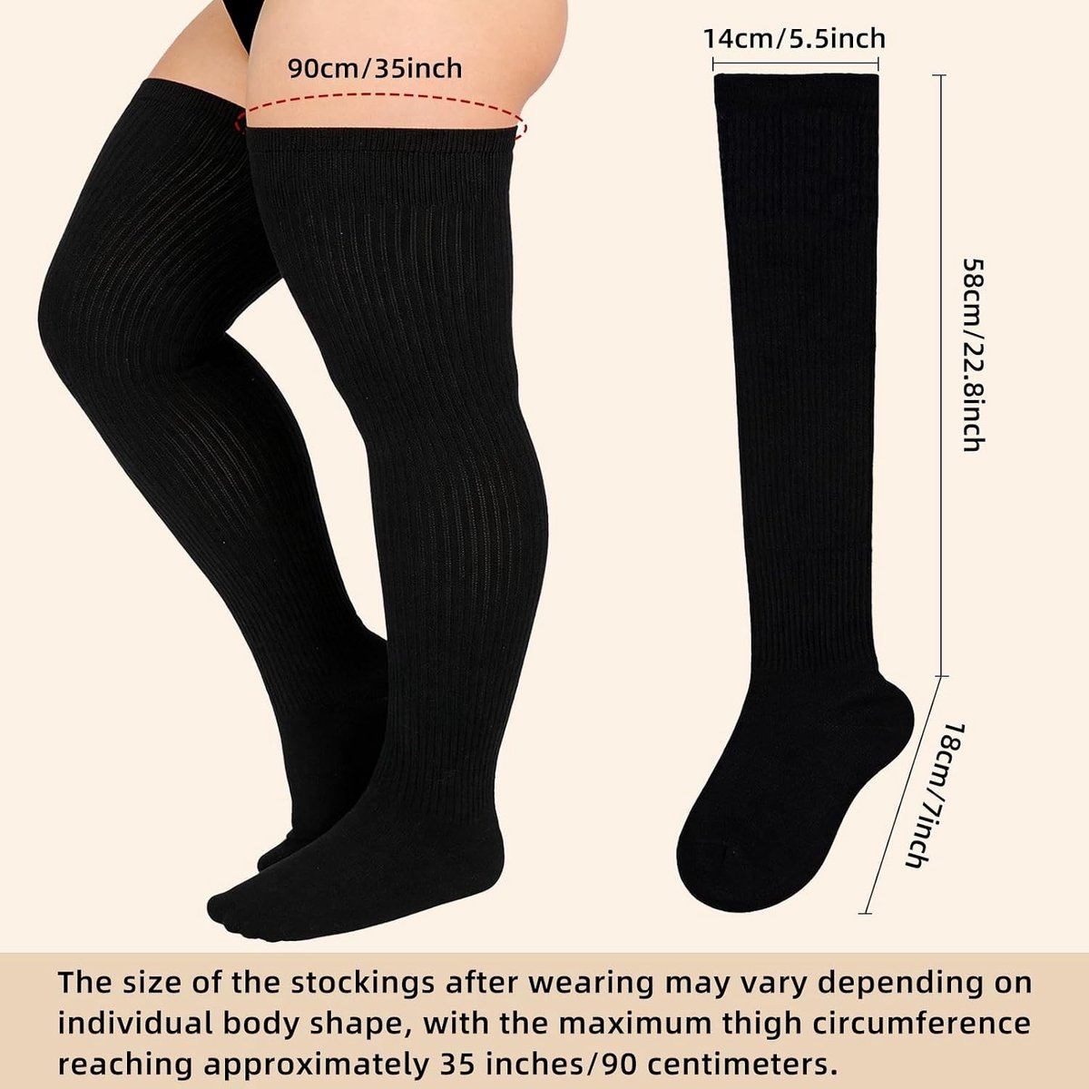 Dikke Dames Overknee Kousen voor de Winter, Warm en Comfortabel, Perfect voor Feestdagen en Carnaval