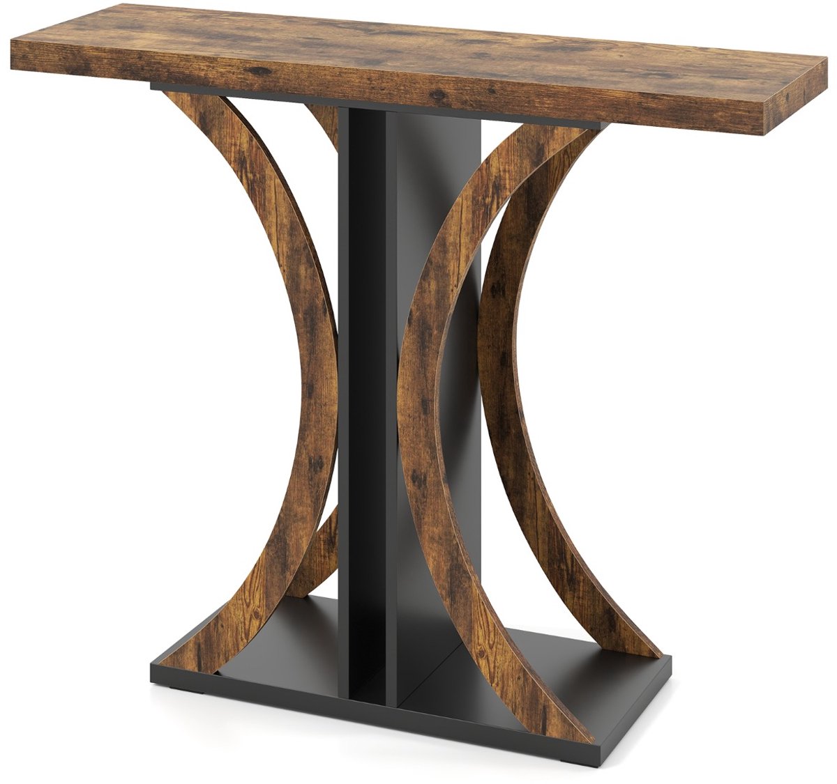 SureDeal® - Consoletafel - Console Rechthoekige Haltafel - Geometrisch Onderstel Industriële - 100x29,5x80 cm - Koffiebruin
