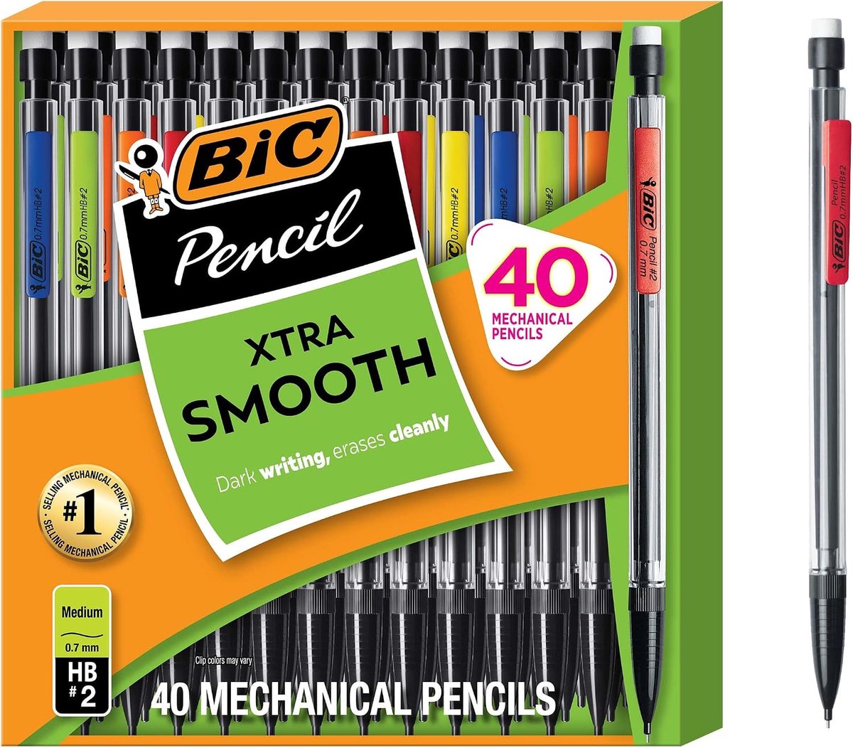 BIC Xtra-Smooth Vulpotloden - 0,7 mm - Met Gum - 40 stuks