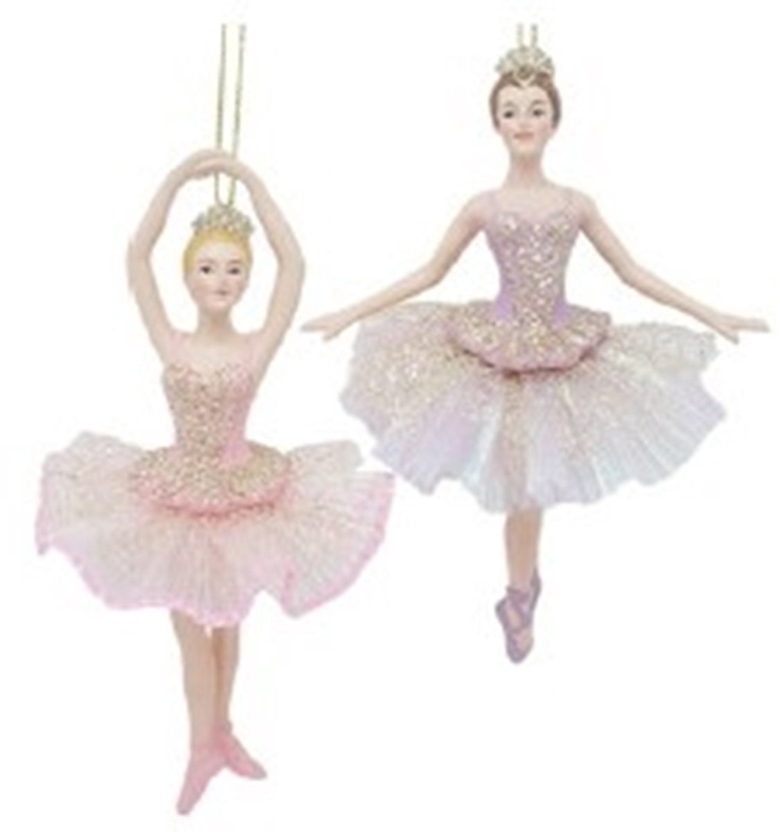 MEA Ornament Ballerina met tiara roze/lila 2 ass. 10x4x14cm Zie foto