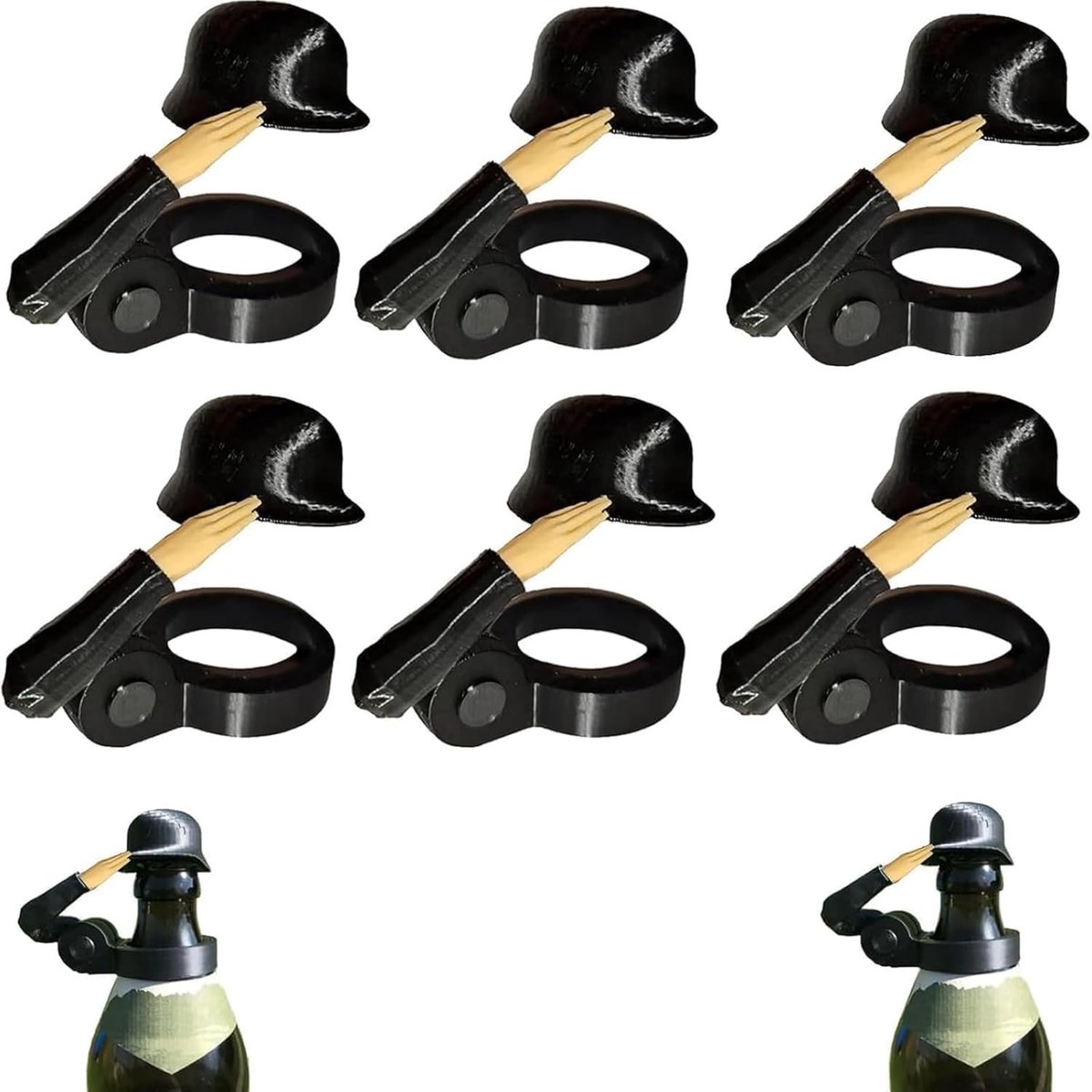 Bierfleshelm met soldatengroet, bierflesstopper, stofstopper, geschikt voor feesten, barbecuefeesten, bars (-6)