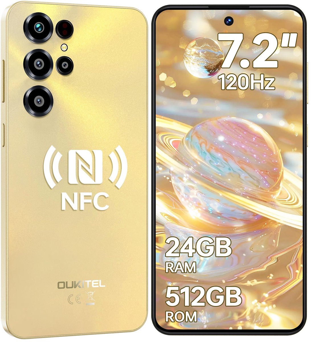 OUKITEL C68 Smartphone 4G-7.2 inch HD-120HZ-24GB RAM-512GB ROM-64MP camera-Android 15-NFC
