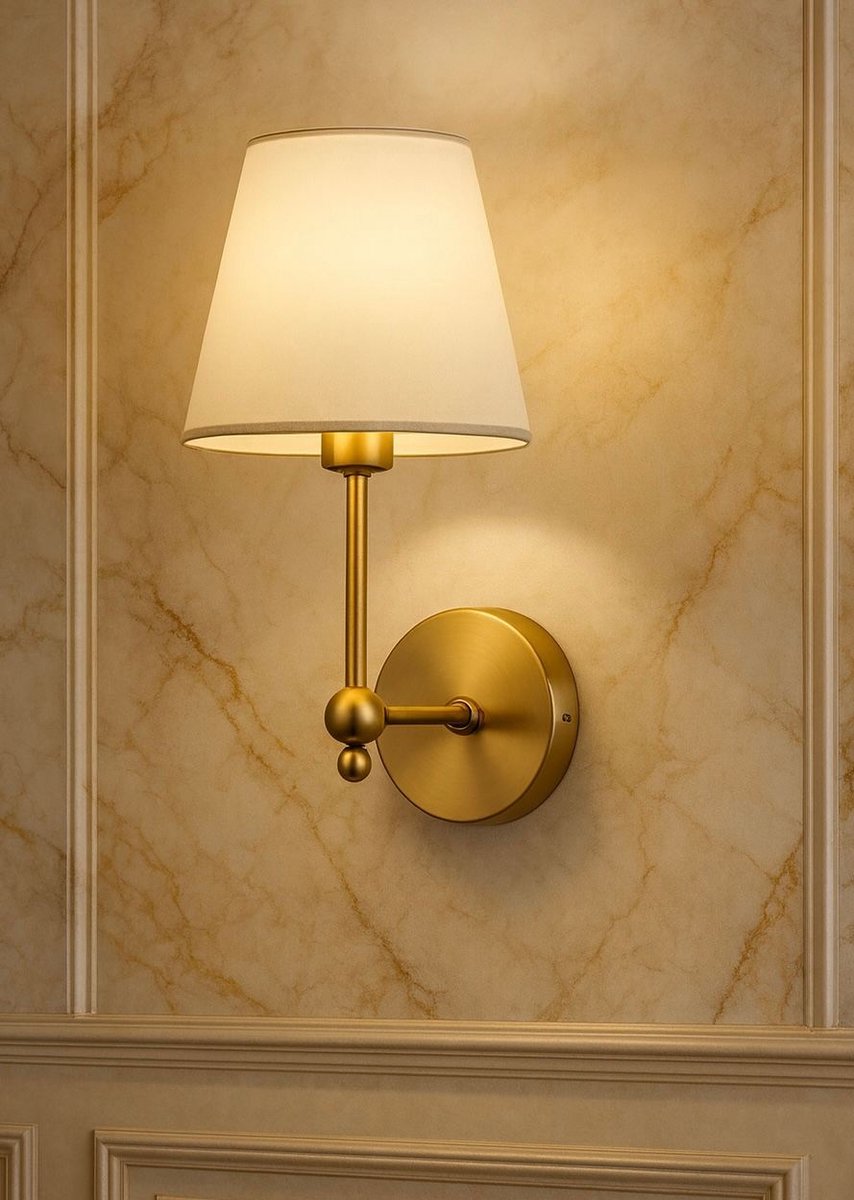 Asir - Wandlamp - Goud en Wit - 45 x 35 x 15 cm