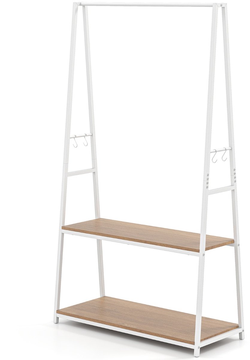 SureDeal® - Kledingrek - Planken Vrijstaand - Stevig Metalen Draagbare - Sjaalrek - 94x40x171 cm - Naturel