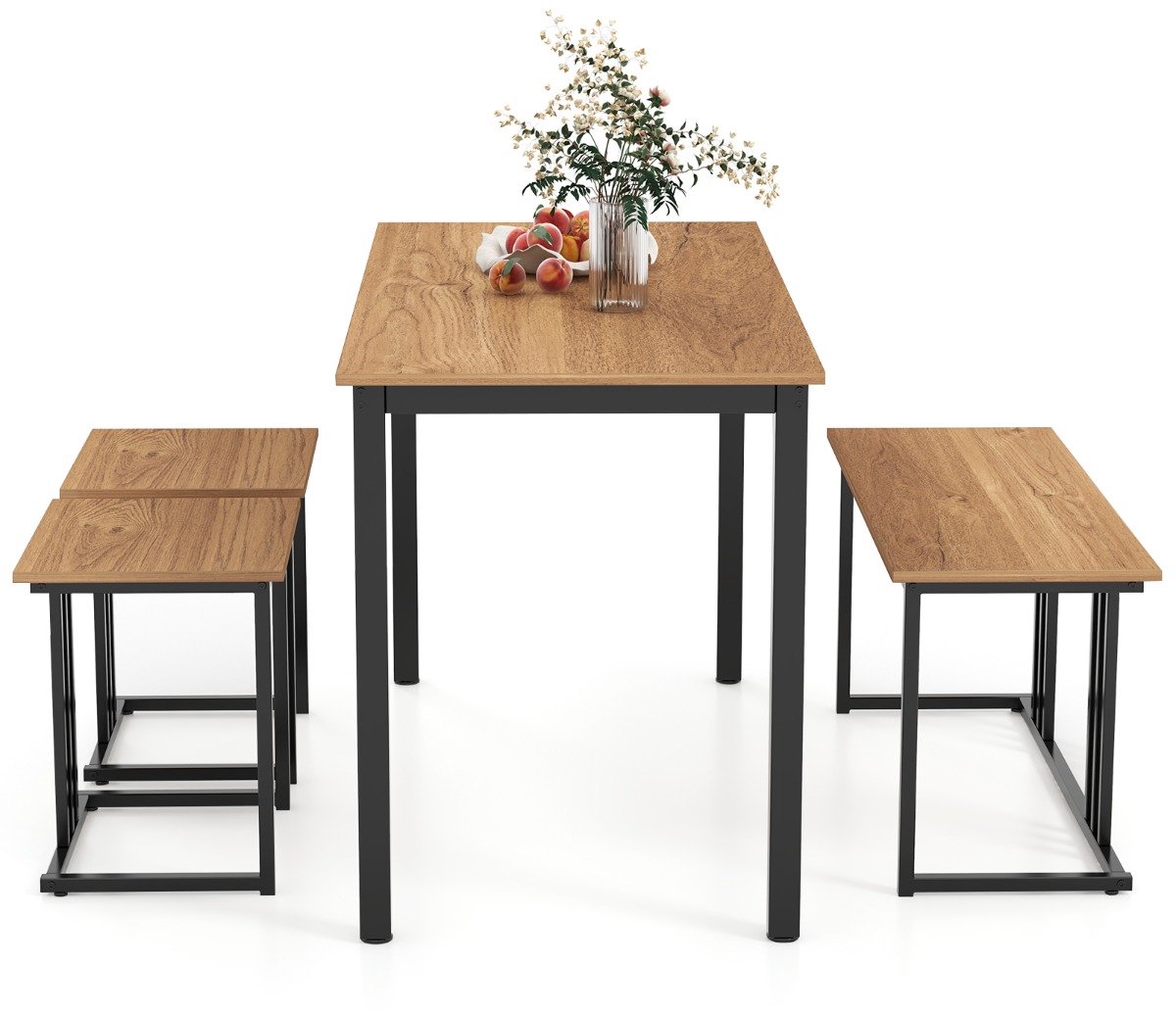 SureDeal® - Eettafel - Bank - Krukken Keukentafel Industriële - Keuken Bartafel - Stoelen Vintage Zitgroep - 120x60x75 cm - Naturel