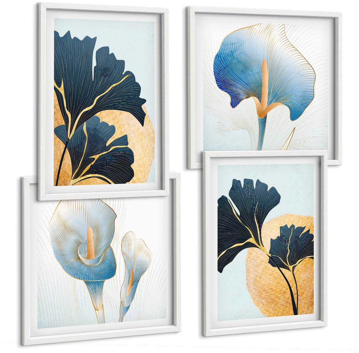 Wallfluent 4-Delige Schilderij Set - Citroenen Wachtwoord Over Wijn Portret Van Frida Kahlo - 40 x 40 En 40 x 60 - Decoratieve Schilderijen - Woonkamer - Interieur - Interieur Decoratie