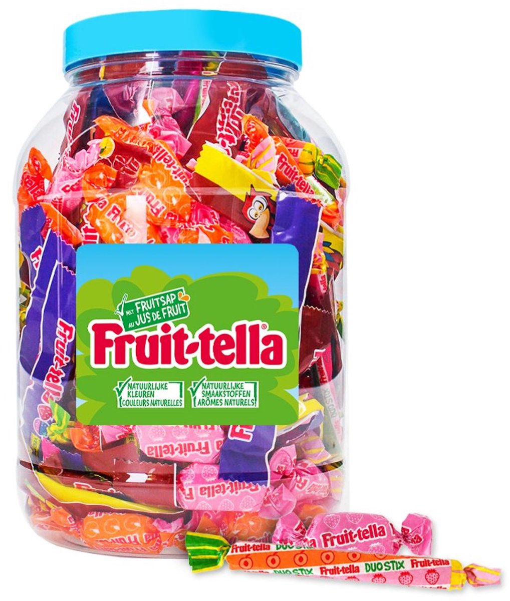 Fruit-tella Chewy Mix 1200g - snoeppot met uitdeelzakjes - snoepzakjes voor verjaardagsfeestjes