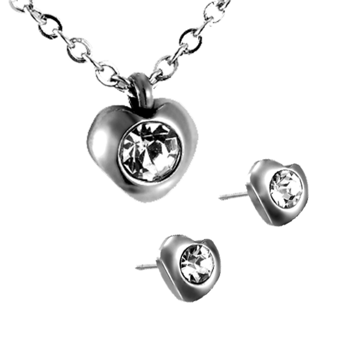 Purplebox Sieradenset met hartjes – ketting en oorstekers