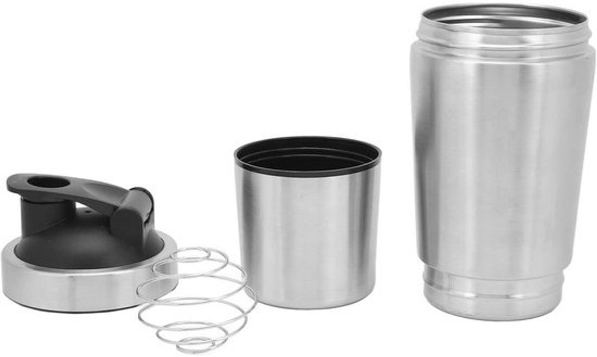 Roestvrijstalen Eiwitshaker Fles 591ML - Dubbelwandige Geïsoleerde Sportfles met Blenderbal