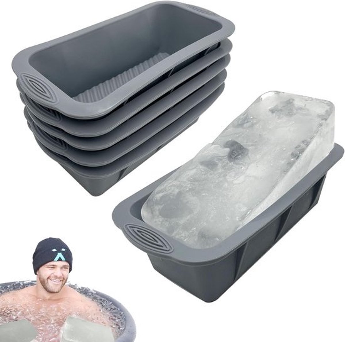Grote IJsblok Matrijzen - 6 Stuks Siliconen IJs Matrijzen voor IJsbaden en Cold Plunge Koelers