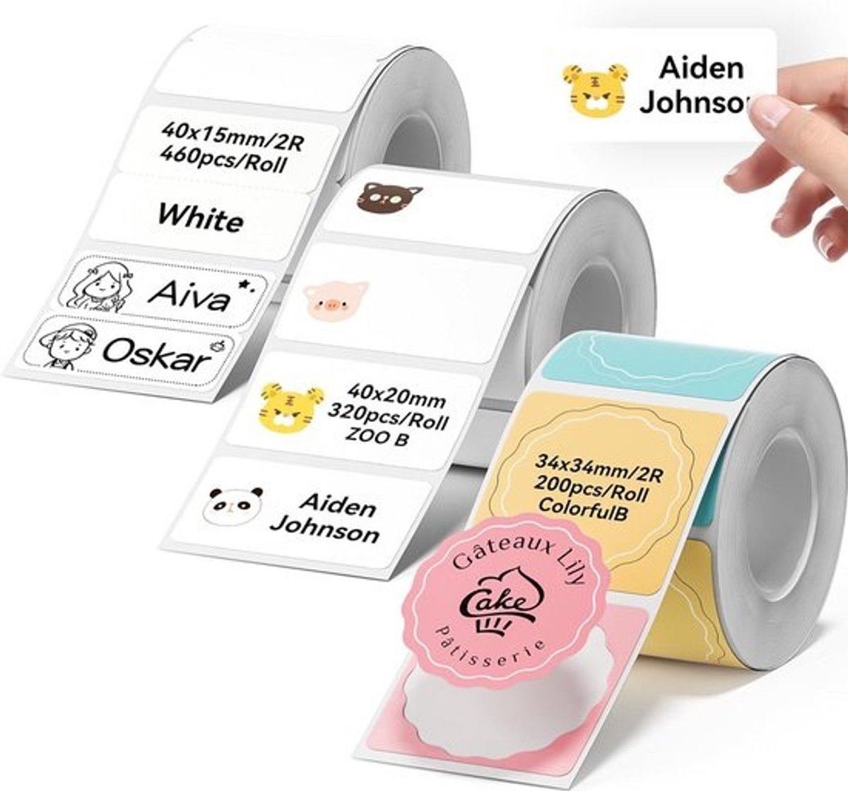 Naamstickers Kinderen - Etiketten Rol - Spullen Markeren - Waterbestendig Oliebestendig - 980 Stuks - Kleurrijk Wit