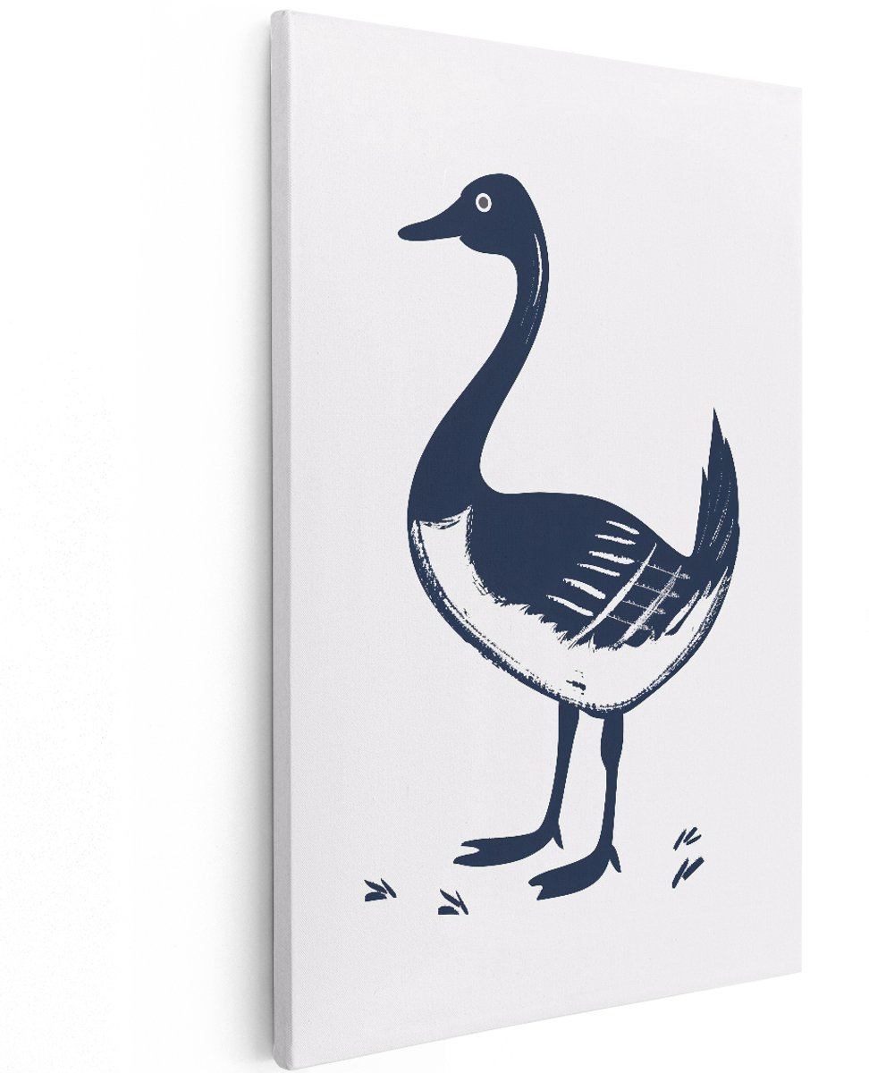 Artaza Canvas Schilderij Gans - 120x180 cm - Groot - Wanddecoratie Vogel - Muurdecoratie Kinderkamer - Decoratie Dieren - Blauw