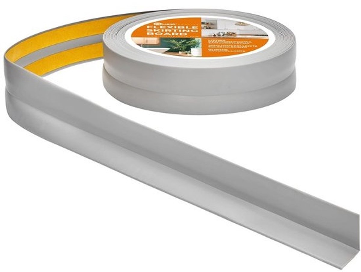 Zachte Plint Zelfklevend - Afwerkstrip PVC - Ruimtes Afwerken - Flexibel Waterdicht - 30 mm x 30 mm - Grijs