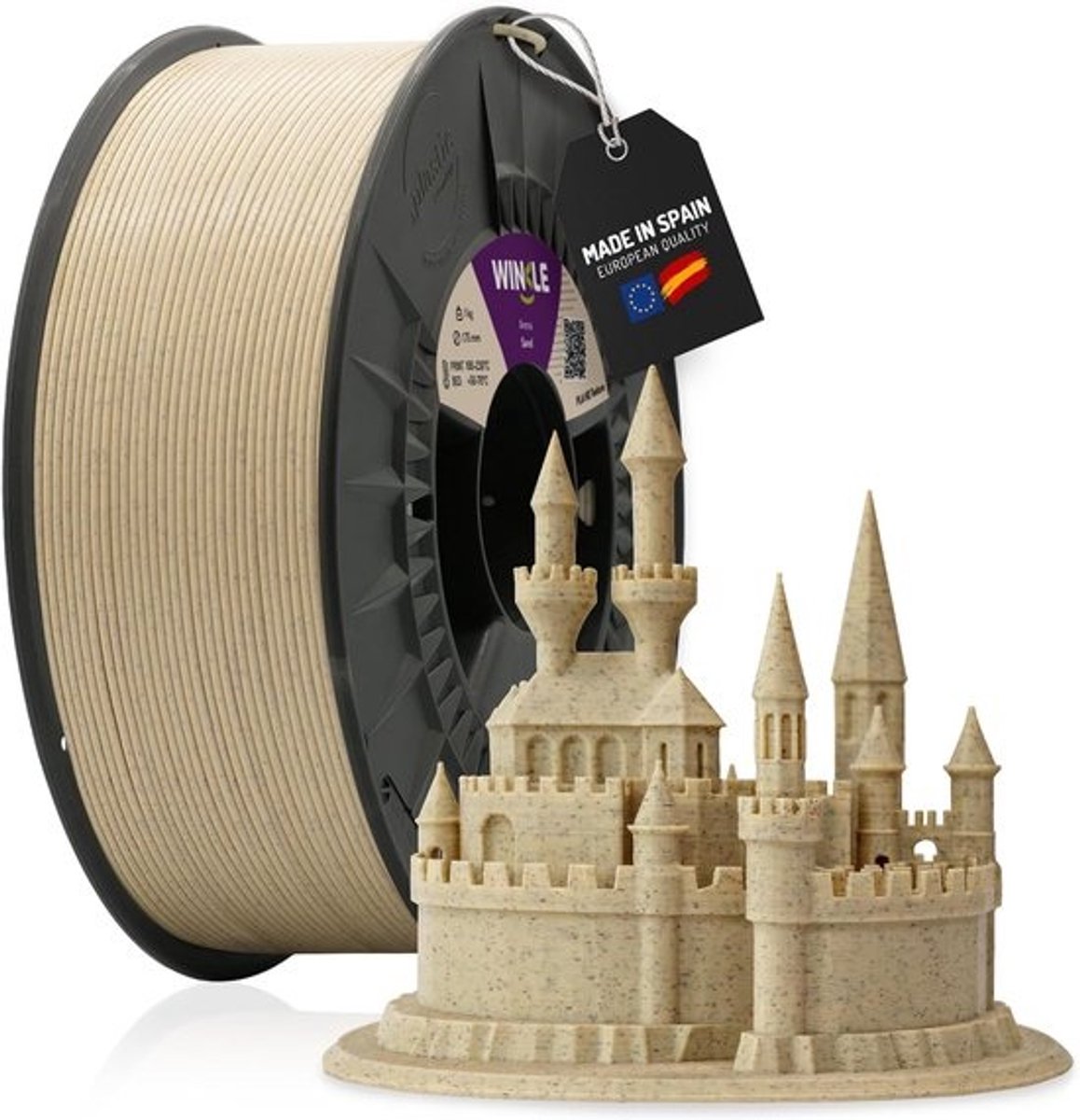 Textured 3D Printer Filament - HD PLA, Sand, 2.85mm, 1kg - Ideal for High-Quality Prints