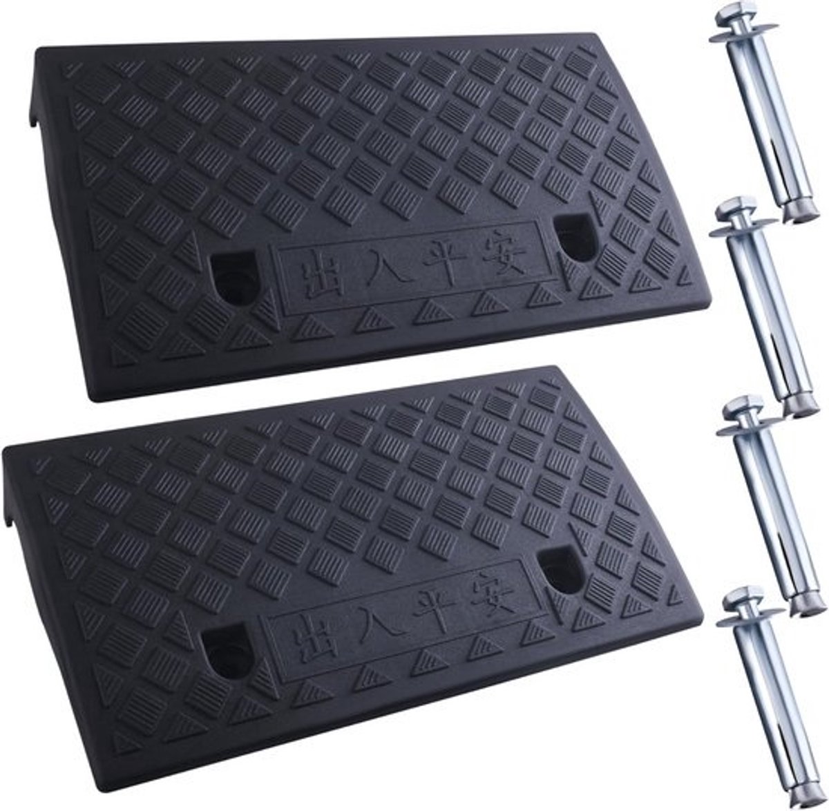 2x Stoeprandhelling Kunststof - Antislip Drempelhulp voor Rolstoel, Fiets en Vrachtwagen - 500x270x70mm