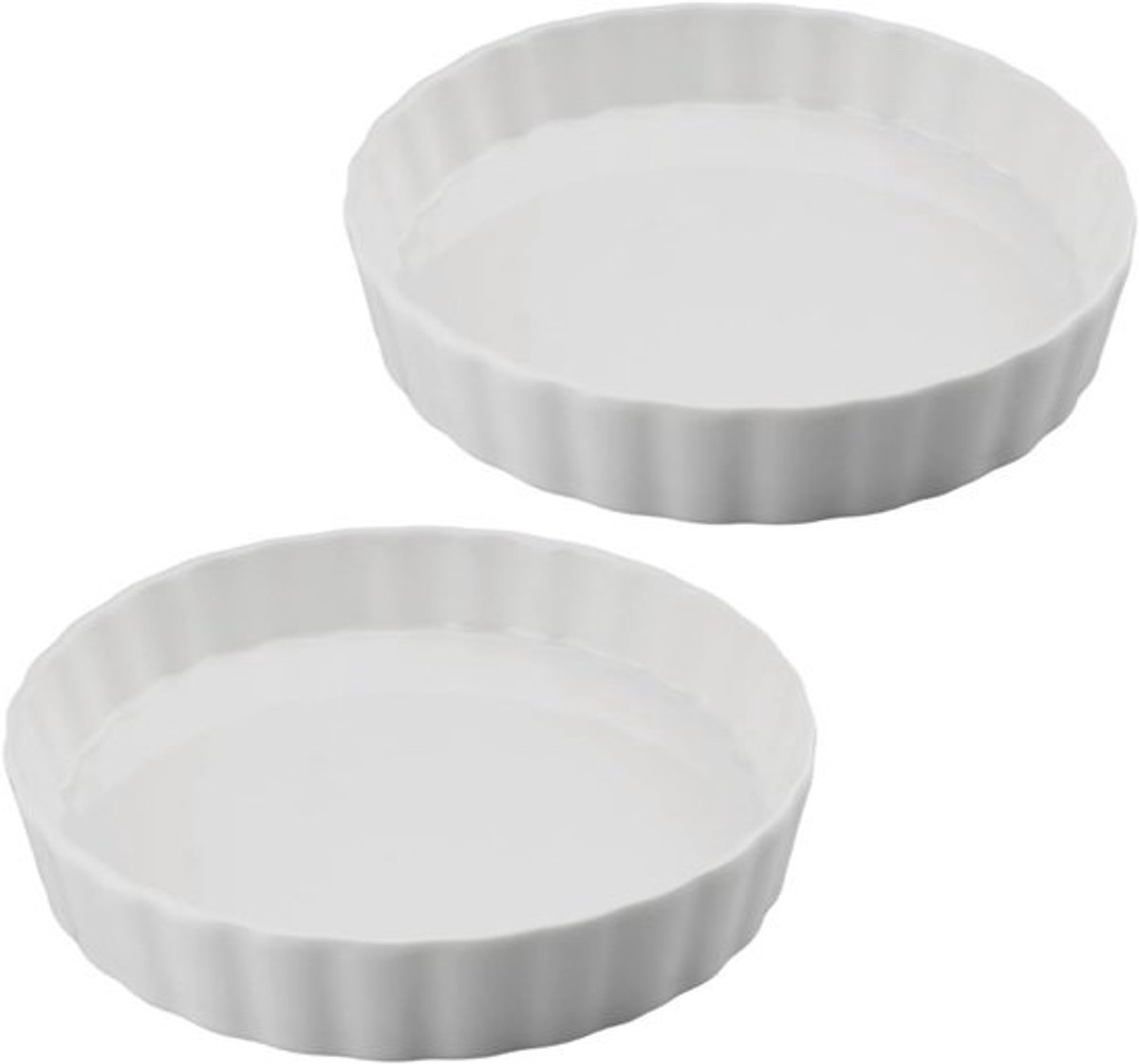 Set van 2 witte porseleinen quiche schotels 18 cm - ronde diepe taartschaal voor taart, quiche, pizza en pasta