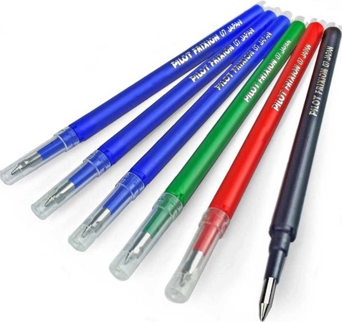 Vullingen 0,7mm Medium voor Frixion Pennen - Familie Pack van 6 in Zwart, Blauw, Rood en Groen