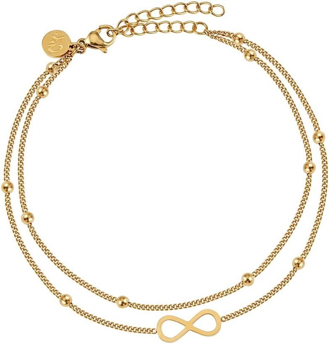 Infinity Enkelbandje - Sieraden Dames - Dagelijks Dragen - Waterproof Ontwerp - 22-27cm - Goudkleurig