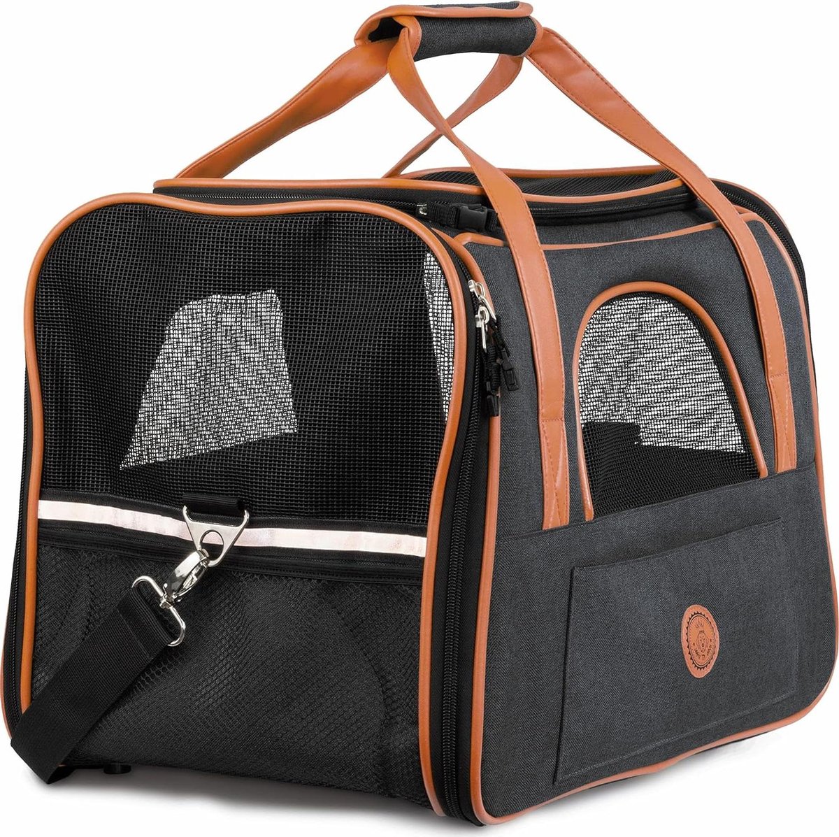 Transporttas Hond - Reistas Kat - Veilig Vervoer - Vormvast Design - 44x32x34 cm - Antraciet