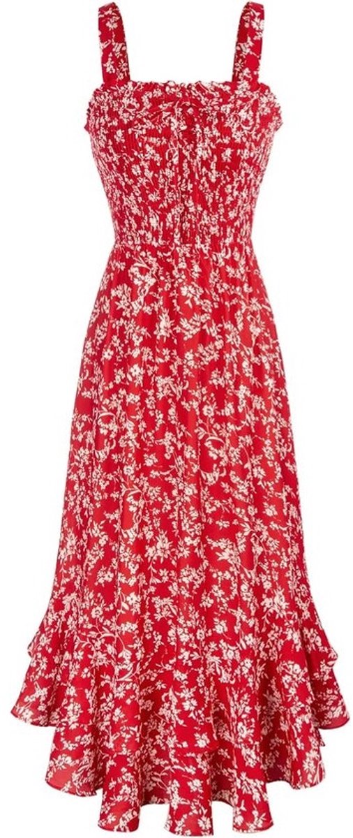 Lange Bloemenjurk Dames Mouwloos Maxi Jurk Vrijetijdsjurk Bohemian Strandjurk