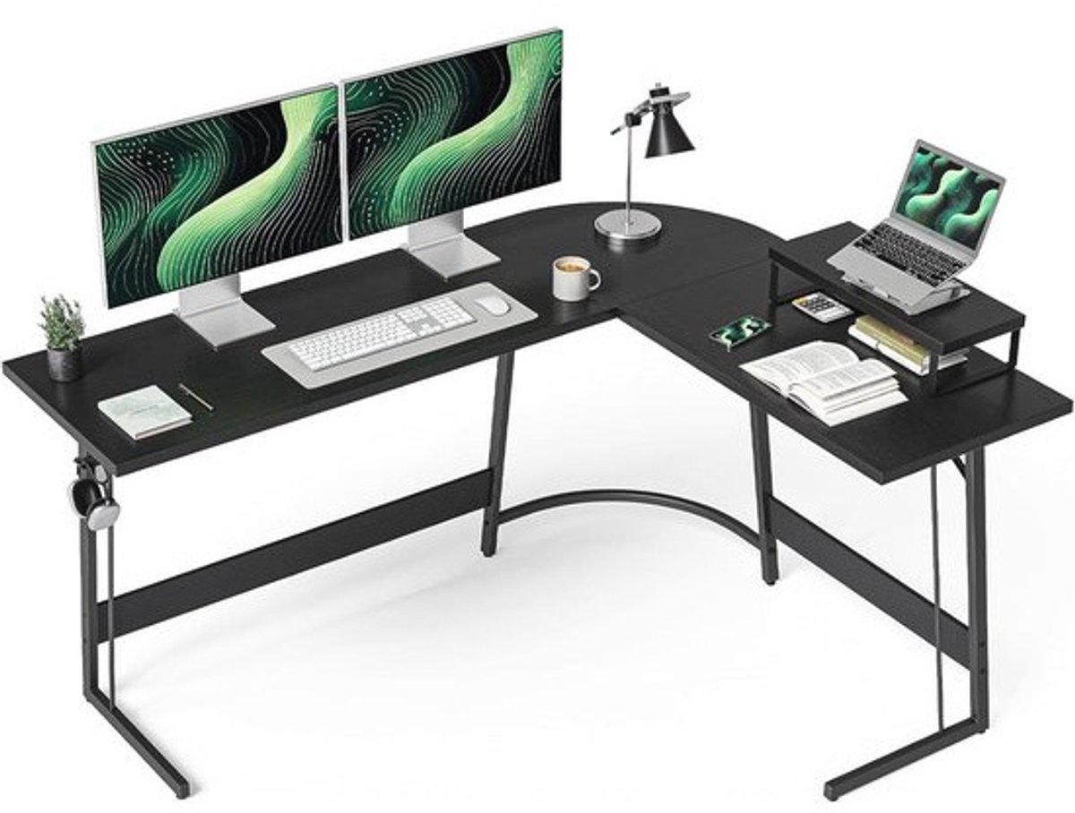 Gaming Hoekbureau L-vorm 150 x 120 cm - Ruimtebesparend Bureau met Monitorstandaard