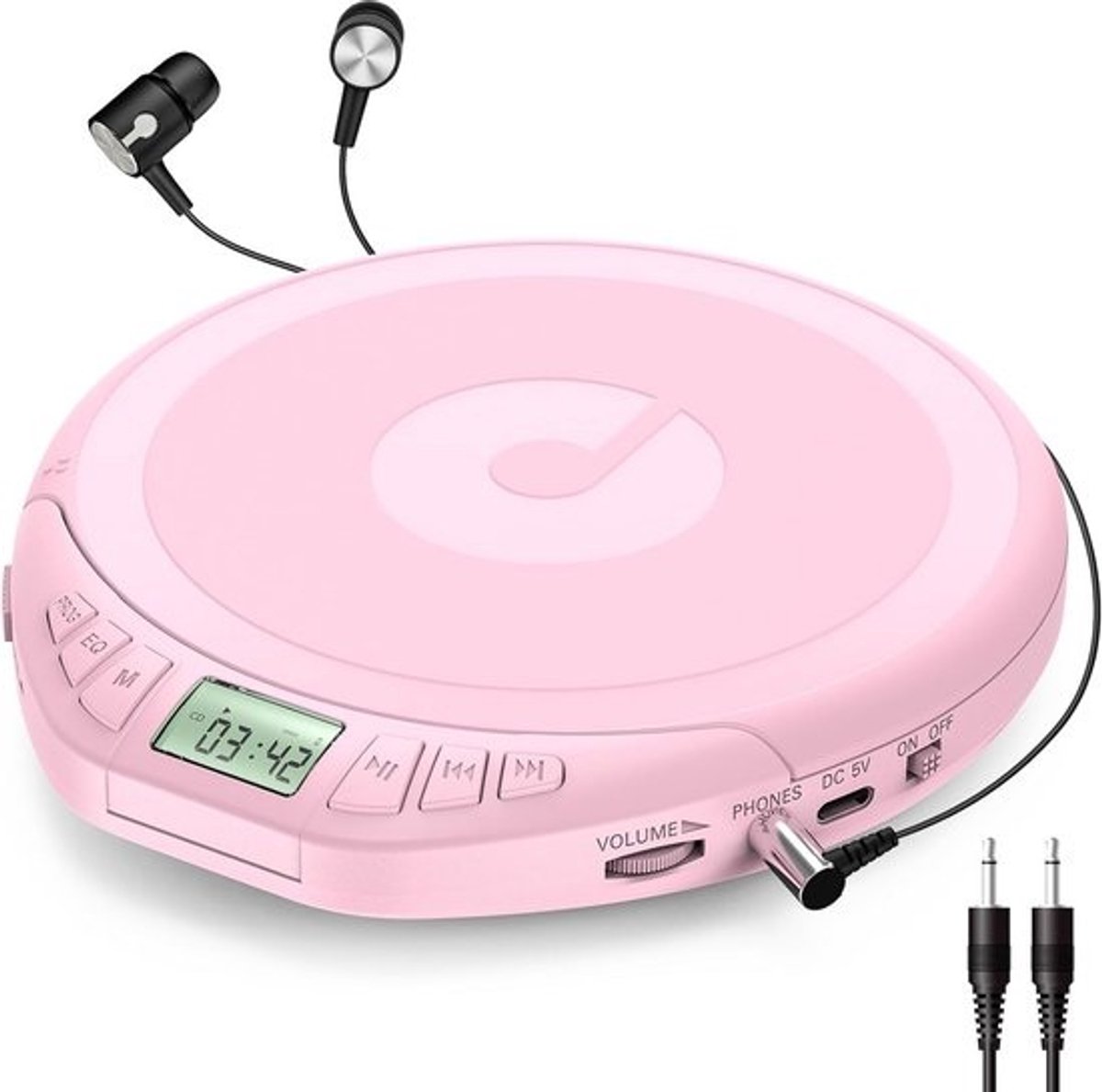 Draagbare CD-speler met Hoofdtelefoon en LCD-display - Hifi Muziekspeler voor Auto en Thuis