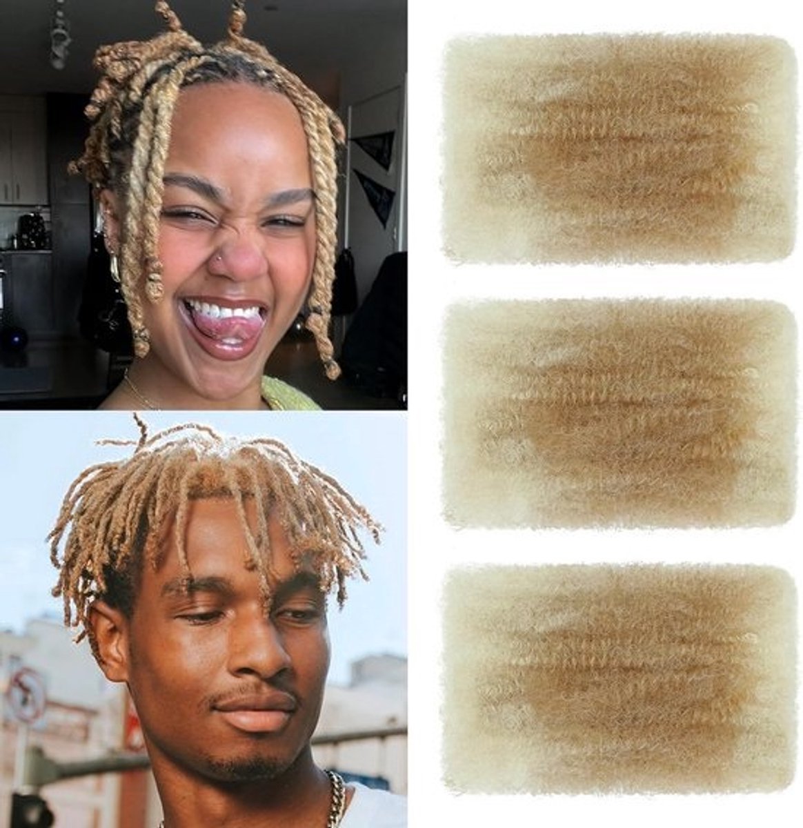 Volumineus Afro Kinky Krullend Haar voor Mini-Twists en Dreadlocks - 20 cm