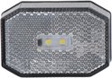 Octagonale witte achterreflector met dubbele LED-verlichting en reflecterend raster.