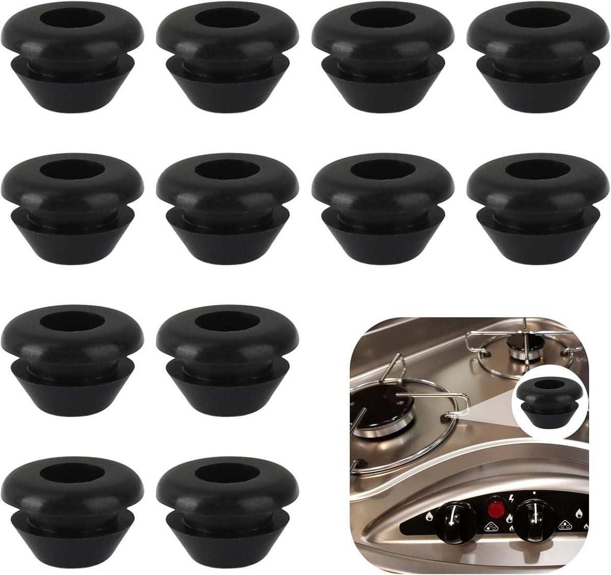 Set van 12 Rubber Voetjes voor Campingkooktoestellen, Geschikt voor Dometic, Smev en Thetford, Ideaal voor Keukenaccessoires en Stabiliteit