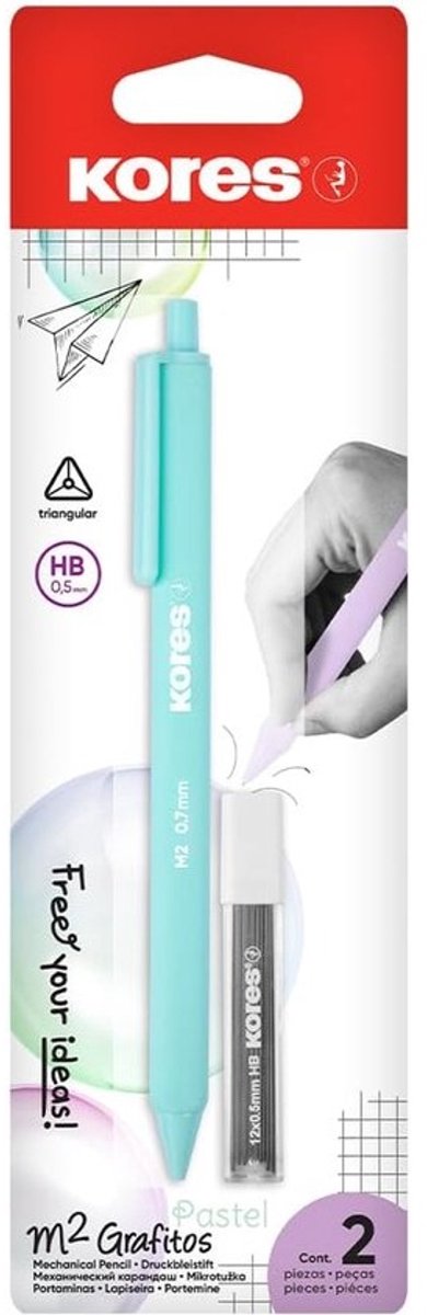 Vulpotlood met Grip - Mechanisch Potlood HB - Schrijven en Tekenen - Zachte Rubberen Grip - 0.5 mm Punt - Meerkleurig