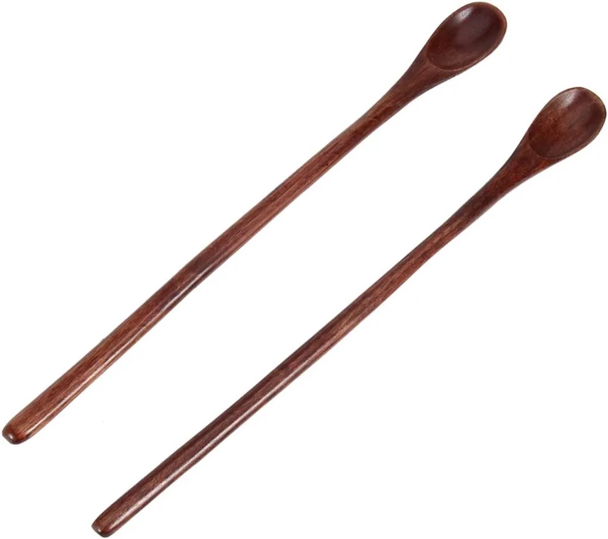 Set van 10 houten lepels Geschikt voor lange steel: koffielepel, roerlepel, honinglepel, Geschikt voor koffie, thee en suiker.