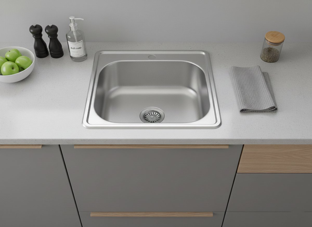 Faizee Home RVS Spoelbak 48x48 cm – Inbouwspoelbak voor Keuken – Groot Wasbak – Inclusief Sifonset – Zonder Kraan