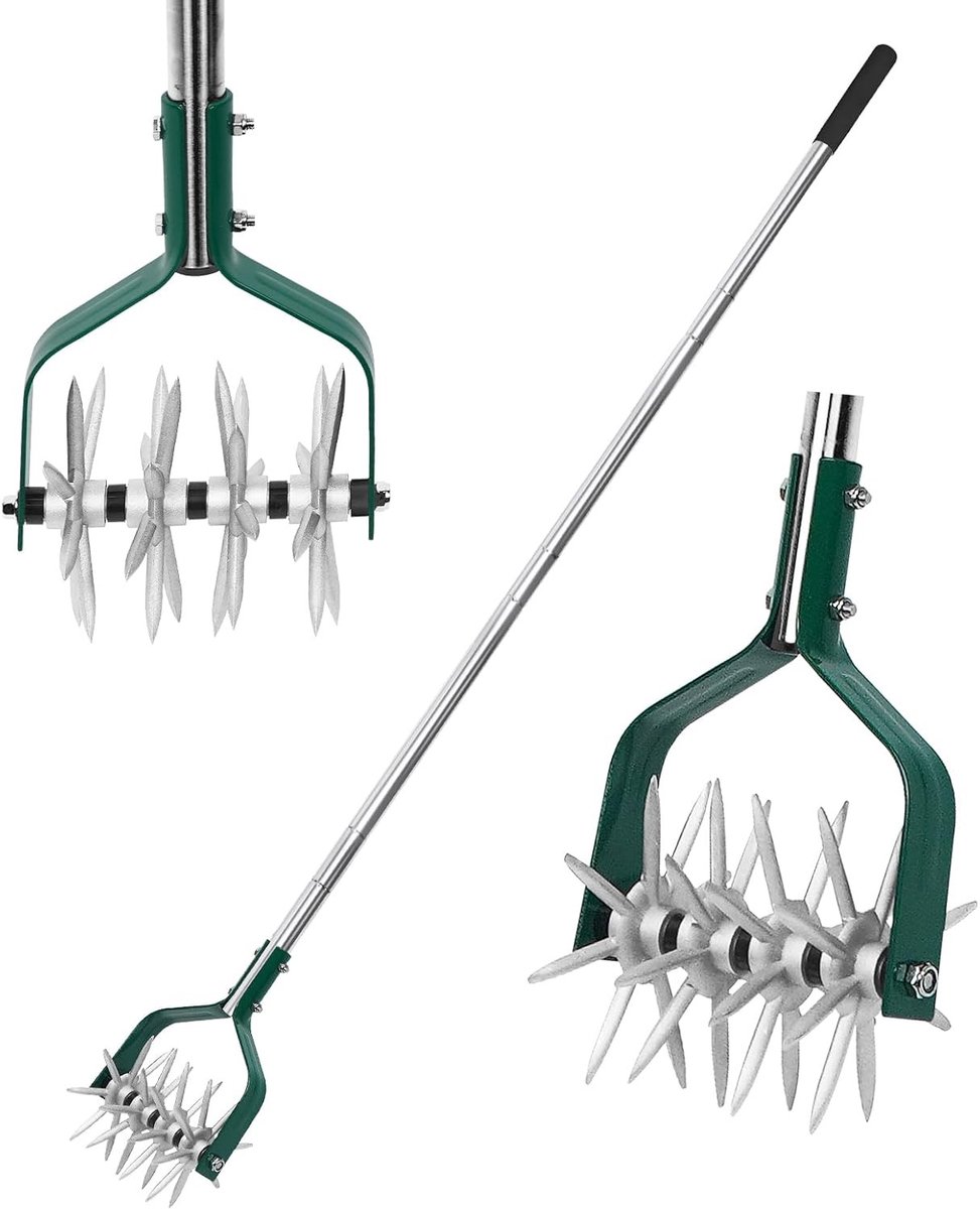 Verstelbare Tuin Cultivator met Afneembare Metalen Tanden en RVS Handvat voor Efficiënt Tuinieren