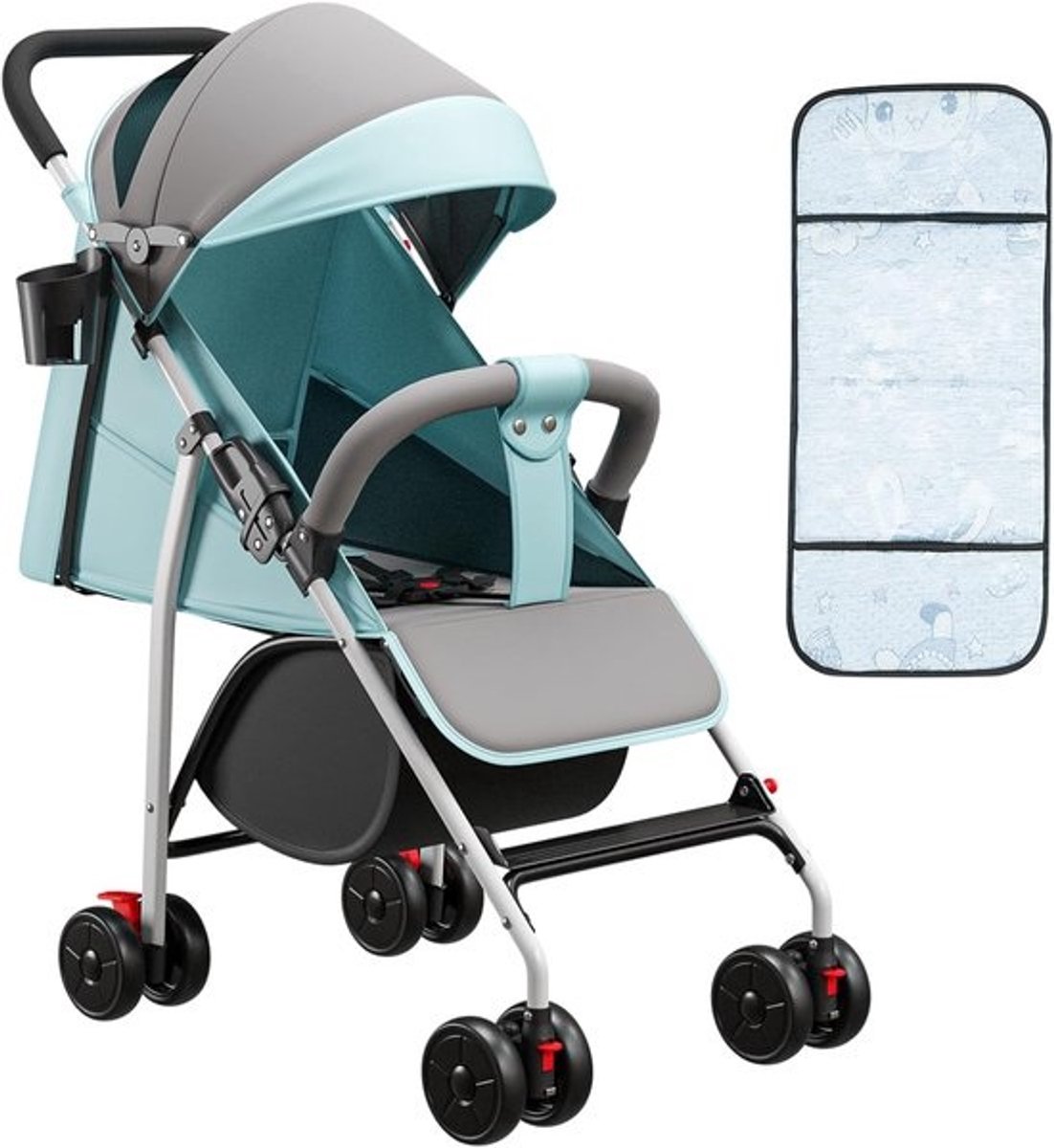 Combi Kinderwagen - Reiswieg Buggy - Baby Vervoer - Opvouwbaar Compact - 0-36 Maanden - Lichtblauw